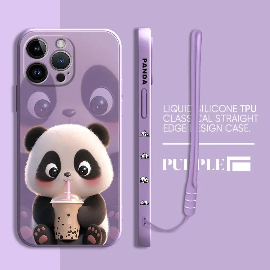 Süße Panda iPhone Hülle – Weiches Silikon Case – für iPhone 7–16 Pro / 14 Pro Max / 15 Plus / SE / XR / XS Max / 12 Mini