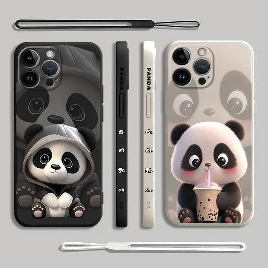 Süße Panda iPhone Hülle – Weiches Silikon Case – für iPhone 7–16 Pro / 14 Pro Max / 15 Plus / SE / XR / XS Max / 12 Mini