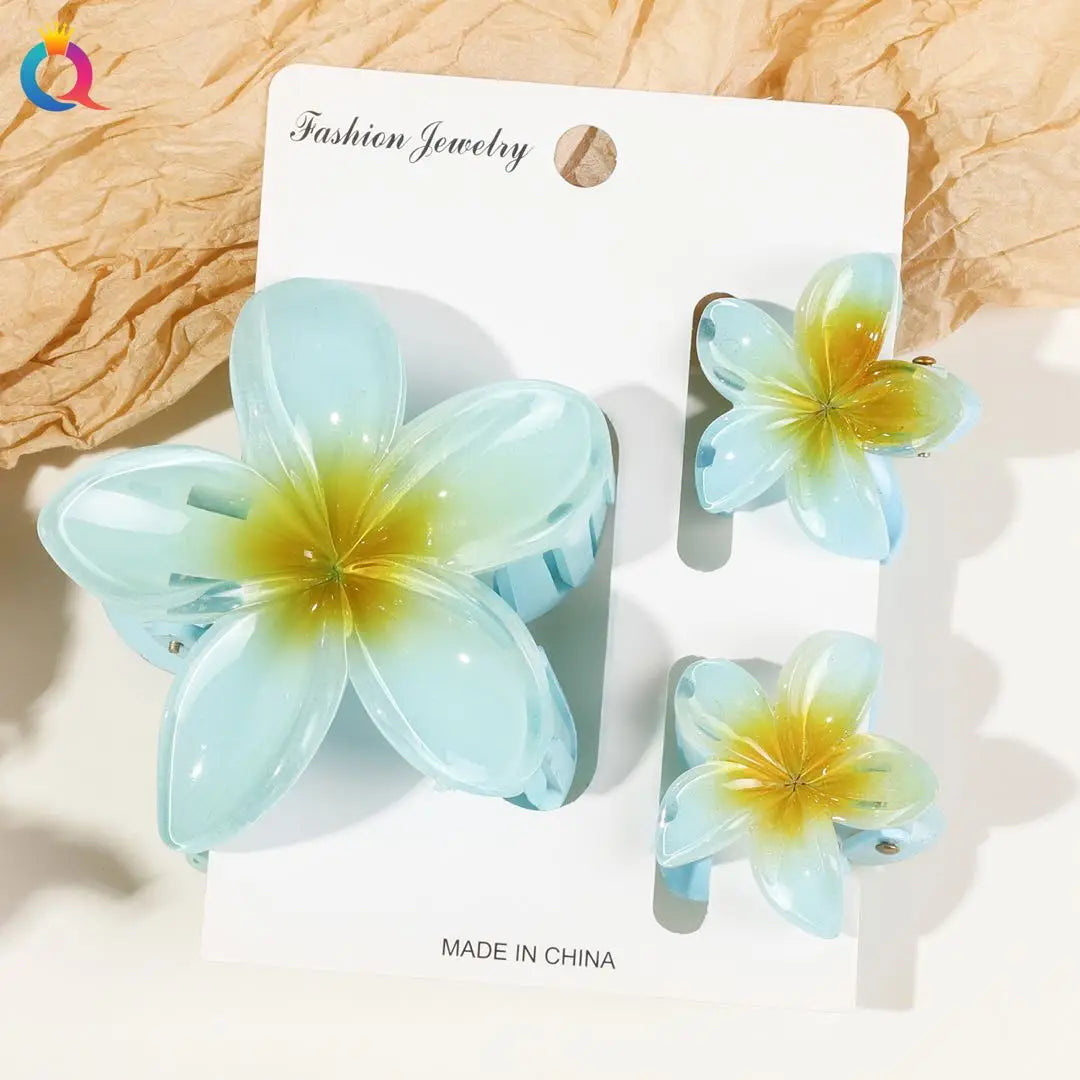 Hawaiianische Blumenkrallenklammern für Frauen, Blumen-Haarklammern mit Marmorader für dünnes Haar, süßer Strand-Haarschmuck