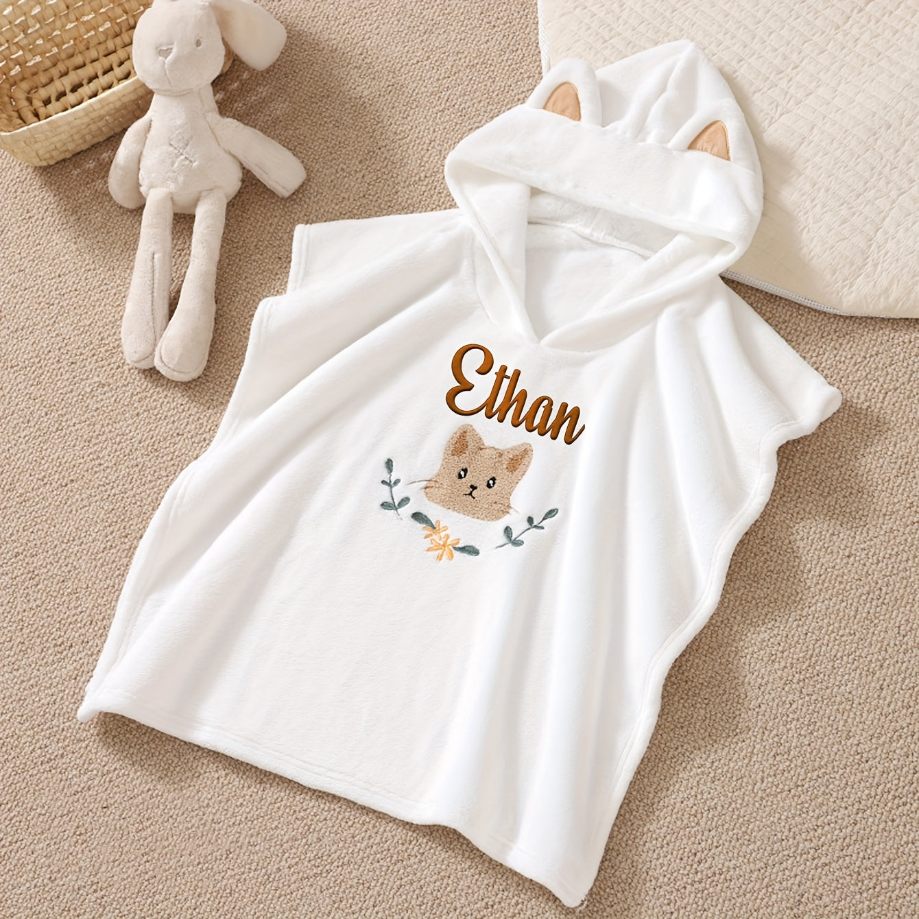 Personalisierbares Kapuzen-Badetuch für Kinder – 60×60 cm