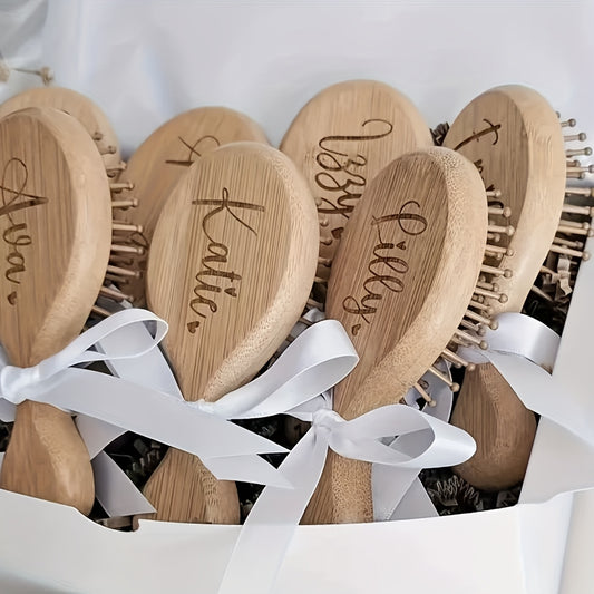 Personalisierte Haarbürste mit Namen & Foto – Elegantes Brautjungfern Geschenk, Hochzeits-Giveaway, Brautparty Präsent