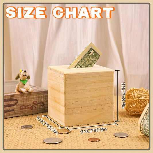 **Personalisierte Spardose aus Holz mit Namen – Klassische rechteckige Design-Sparbox aus Kiefernholz, Geschenk zur Taufe, Kommunion