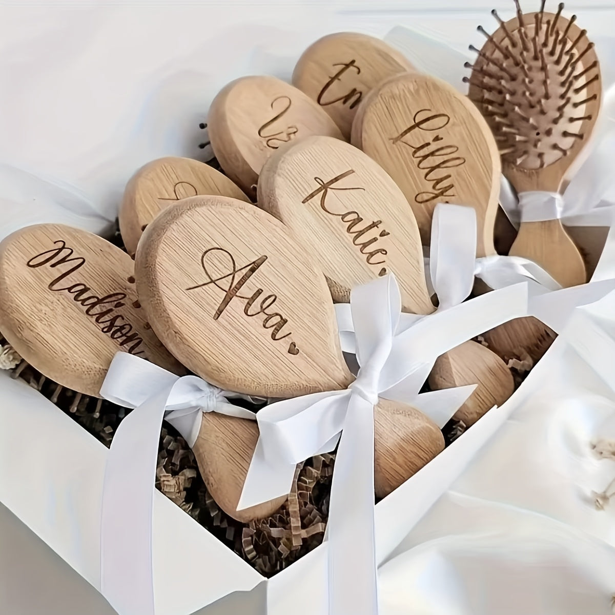 Personalisierte Haarbürste mit Namen & Foto – Elegantes Brautjungfern Geschenk, Hochzeits-Giveaway, Brautparty Präsent