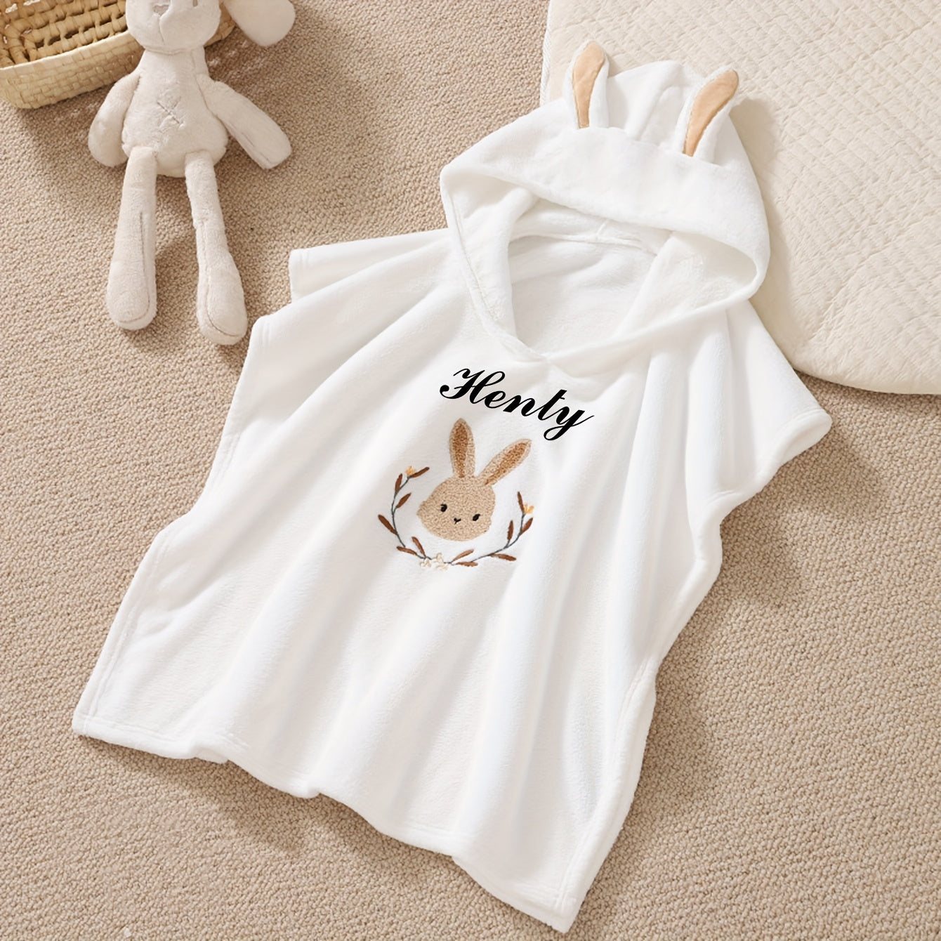 Personalisierbares Kapuzen-Badetuch für Kinder – 60×60 cm