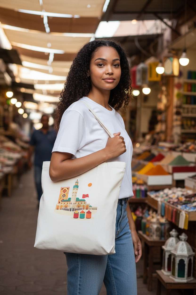 Marokkanische Eco-Einkaufstasche aus Jute – Wiederverwendbar, Faltbar & Nachhaltig
