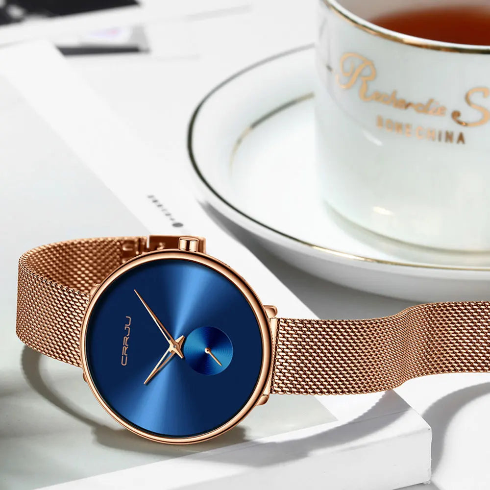 CRRJU frauen Uhren 2021 Luxus Damen Uhr Mode Minimalistischen Wasserdicht Schlanke Band Uhren für Frauen Geschenk Reloj Mujer