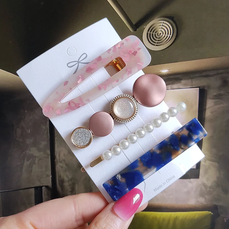 3/4 stücke Set Perle Haar Clip Für Frauen Koreanische Haarnadeln Geometrische Kristall Haar Barrettes Mädchen Hairgrip Haar Zubehör