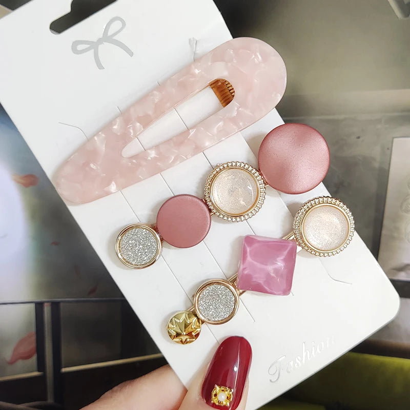 3/4 stücke Set Perle Haar Clip Für Frauen Koreanische Haarnadeln Geometrische Kristall Haar Barrettes Mädchen Hairgrip Haar Zubehör