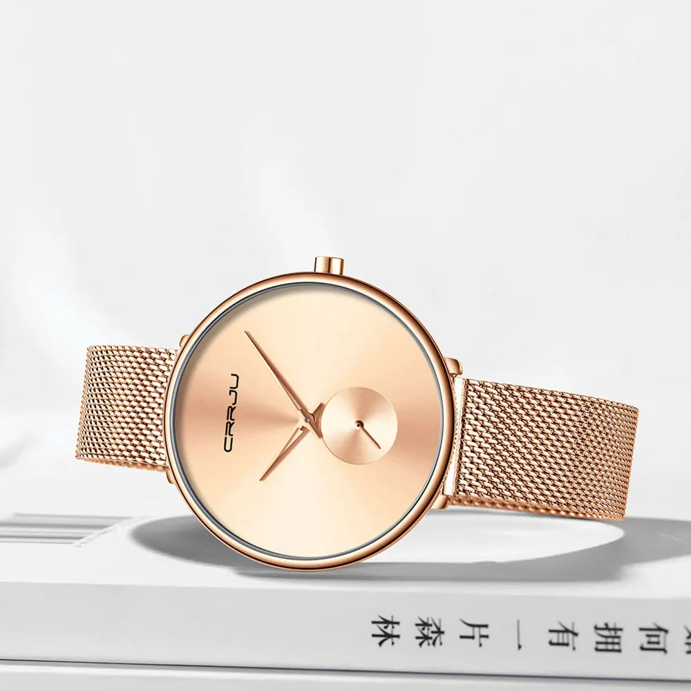 CRRJU frauen Uhren 2021 Luxus Damen Uhr Mode Minimalistischen Wasserdicht Schlanke Band Uhren für Frauen Geschenk Reloj Mujer