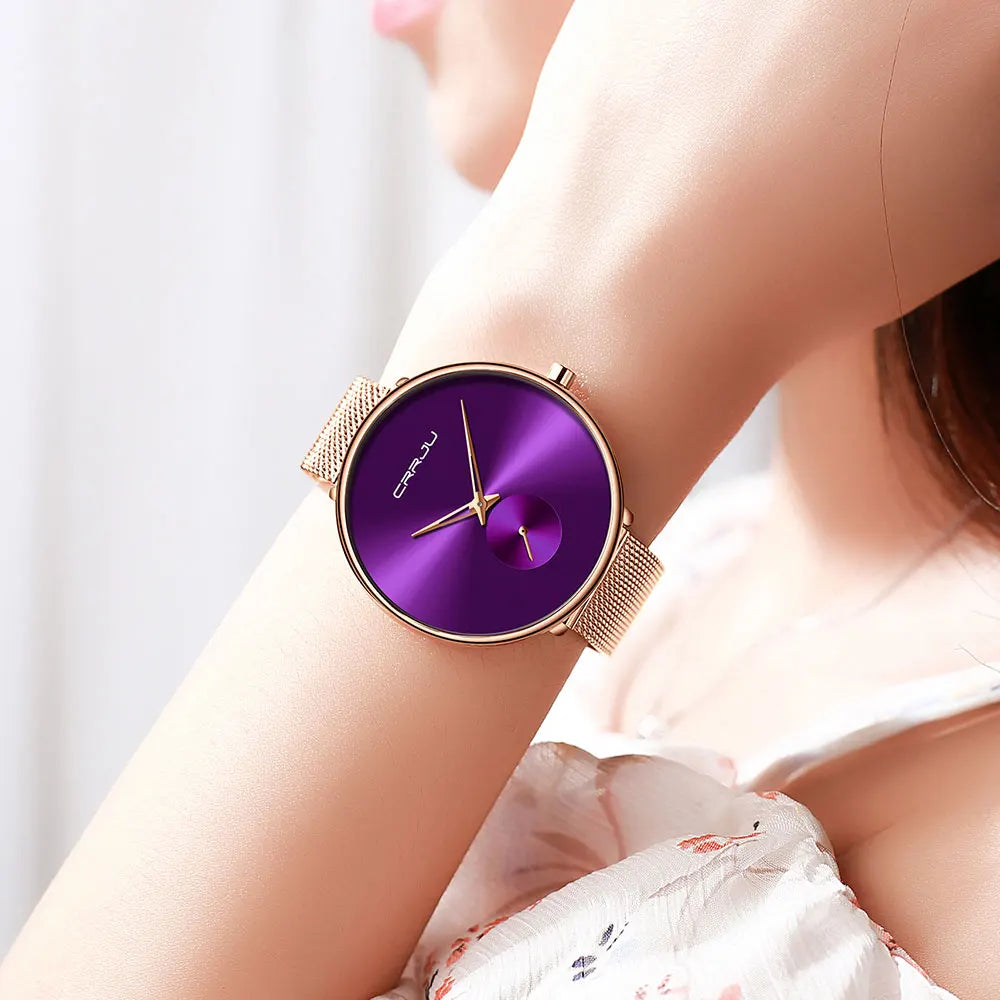 CRRJU frauen Uhren 2021 Luxus Damen Uhr Mode Minimalistischen Wasserdicht Schlanke Band Uhren für Frauen Geschenk Reloj Mujer