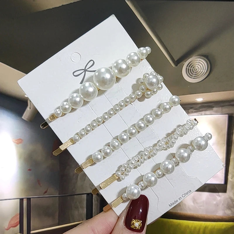 3/4 stücke Set Perle Haar Clip Für Frauen Koreanische Haarnadeln Geometrische Kristall Haar Barrettes Mädchen Hairgrip Haar Zubehör