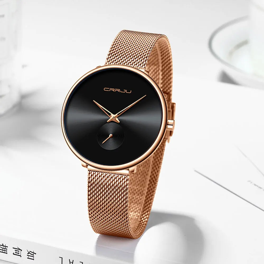 CRRJU frauen Uhren 2021 Luxus Damen Uhr Mode Minimalistischen Wasserdicht Schlanke Band Uhren für Frauen Geschenk Reloj Mujer