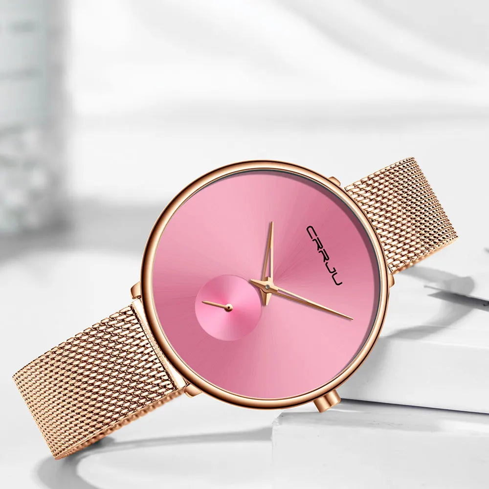 CRRJU frauen Uhren 2021 Luxus Damen Uhr Mode Minimalistischen Wasserdicht Schlanke Band Uhren für Frauen Geschenk Reloj Mujer