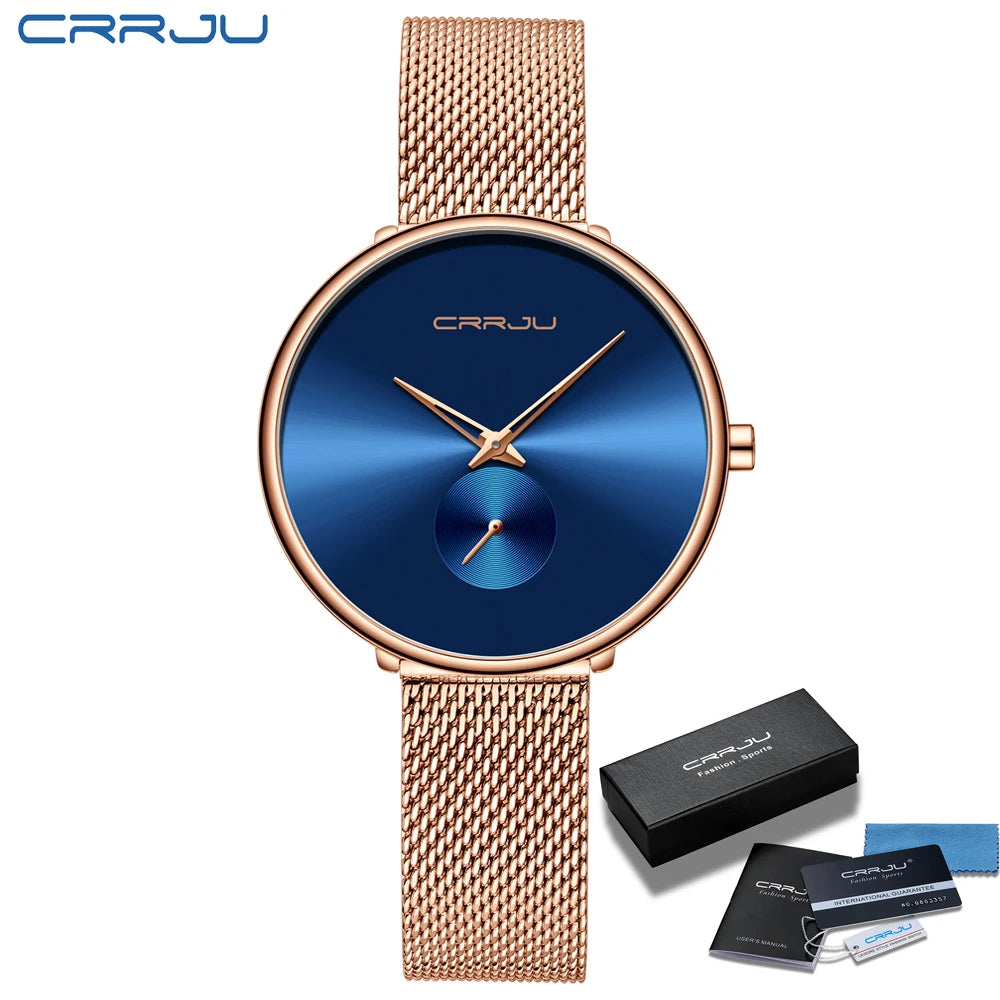 CRRJU frauen Uhren 2021 Luxus Damen Uhr Mode Minimalistischen Wasserdicht Schlanke Band Uhren für Frauen Geschenk Reloj Mujer