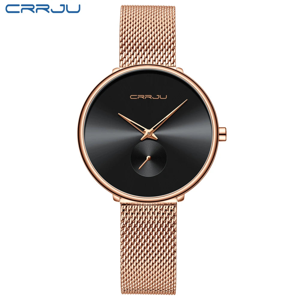 CRRJU frauen Uhren 2021 Luxus Damen Uhr Mode Minimalistischen Wasserdicht Schlanke Band Uhren für Frauen Geschenk Reloj Mujer