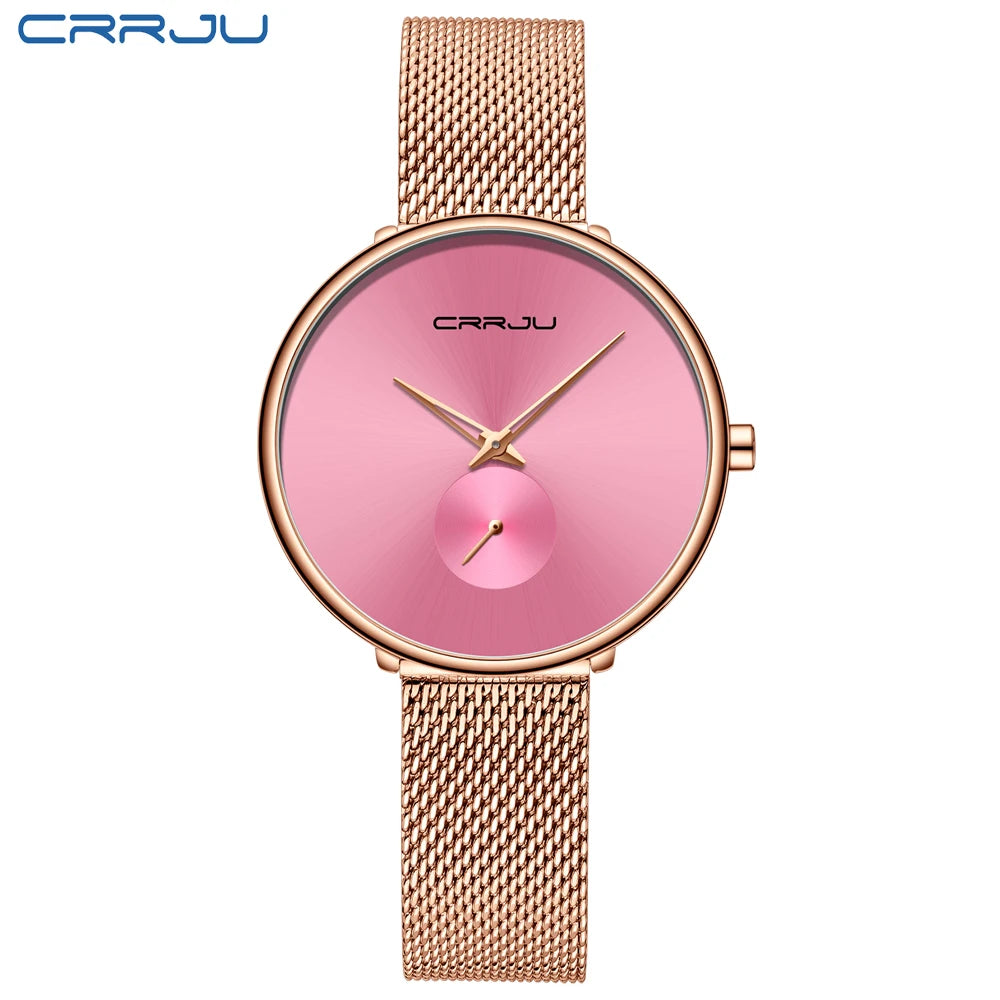 CRRJU frauen Uhren 2021 Luxus Damen Uhr Mode Minimalistischen Wasserdicht Schlanke Band Uhren für Frauen Geschenk Reloj Mujer