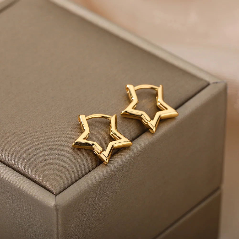 Luxus Stern Pendientes Ohrringe Für Frauen Mädchen Edelstahl Minimalistischen Hoop Piercing 2025, Neu Im y2k Schmuck aretes de mujer
