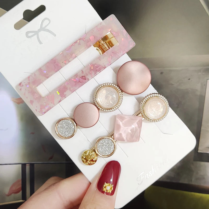 3/4 stücke Set Perle Haar Clip Für Frauen Koreanische Haarnadeln Geometrische Kristall Haar Barrettes Mädchen Hairgrip Haar Zubehör