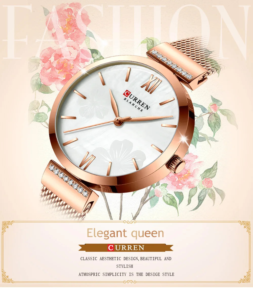 Goldene Armbanduhr Mesh Damen Uhren Luxus Marke CURREN Elegante Einfache Quarzuhr frauen Armband Uhr Weibliche Reloj mujer