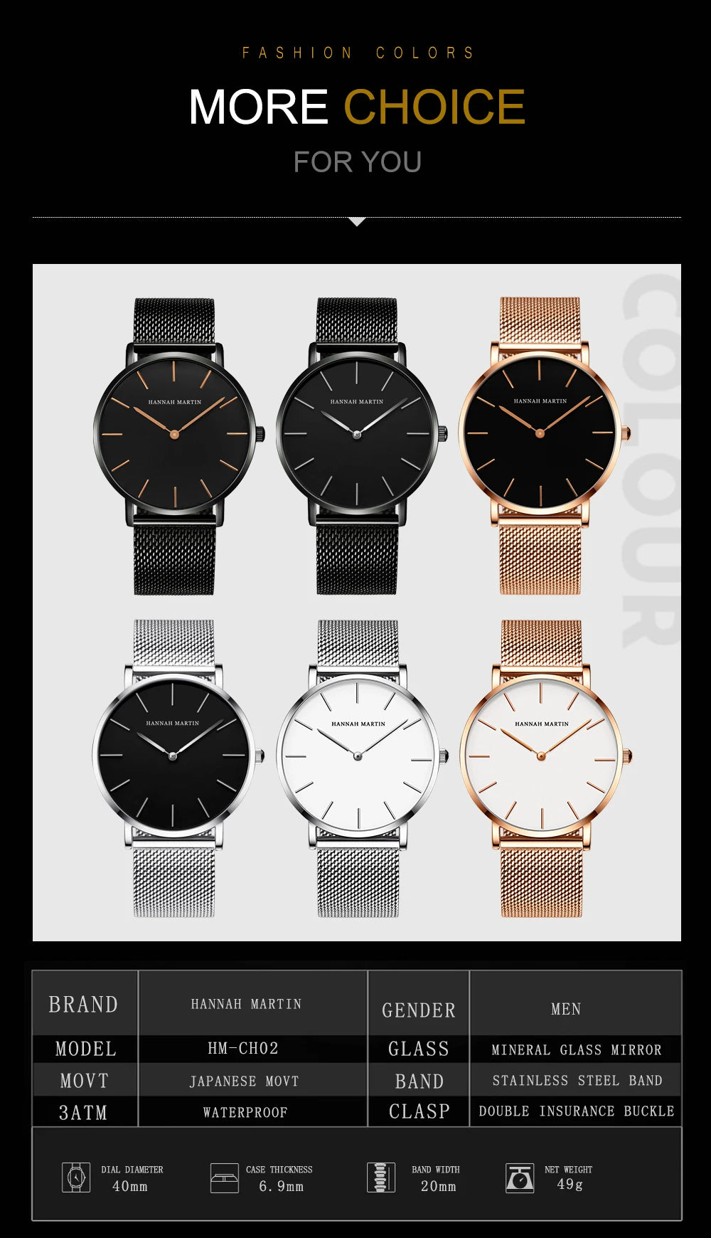 Hannah Martin Ultra Dünne Quarz Männer Uhr Edelstahl Mesh Uhren Männer Einfache Mode Business Japan Armbanduhr Uhr Männlich