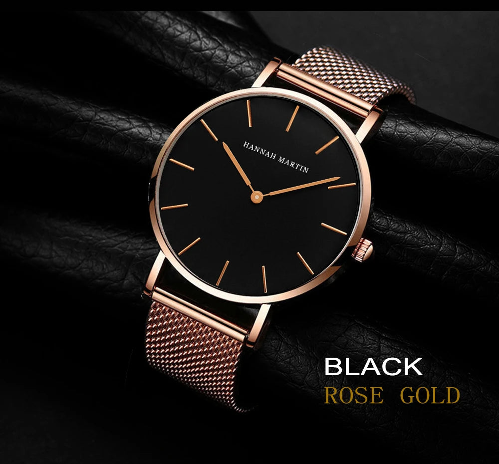Hannah Martin Ultra Dünne Quarz Männer Uhr Edelstahl Mesh Uhren Männer Einfache Mode Business Japan Armbanduhr Uhr Männlich