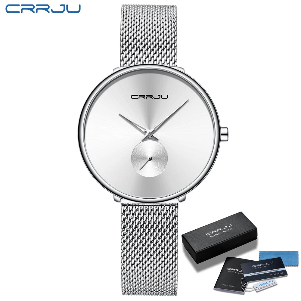 CRRJU frauen Uhren 2021 Luxus Damen Uhr Mode Minimalistischen Wasserdicht Schlanke Band Uhren für Frauen Geschenk Reloj Mujer