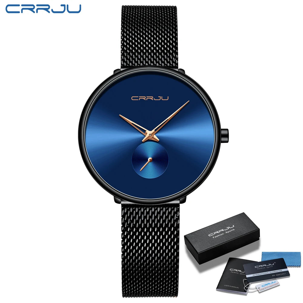 CRRJU frauen Uhren 2021 Luxus Damen Uhr Mode Minimalistischen Wasserdicht Schlanke Band Uhren für Frauen Geschenk Reloj Mujer