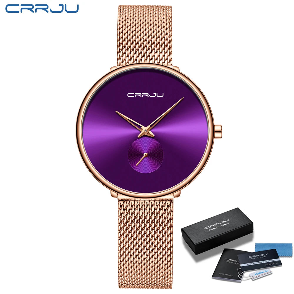 CRRJU frauen Uhren 2021 Luxus Damen Uhr Mode Minimalistischen Wasserdicht Schlanke Band Uhren für Frauen Geschenk Reloj Mujer