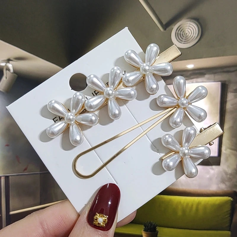3/4 stücke Set Perle Haar Clip Für Frauen Koreanische Haarnadeln Geometrische Kristall Haar Barrettes Mädchen Hairgrip Haar Zubehör