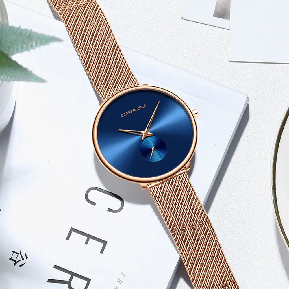 CRRJU frauen Uhren 2021 Luxus Damen Uhr Mode Minimalistischen Wasserdicht Schlanke Band Uhren für Frauen Geschenk Reloj Mujer