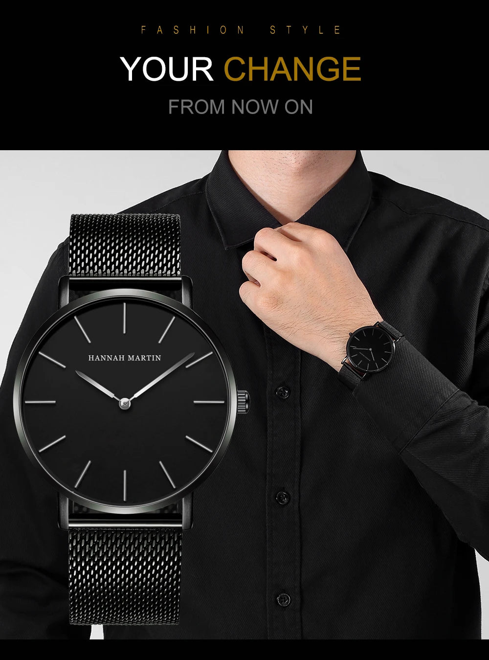 Hannah Martin Ultra Dünne Quarz Männer Uhr Edelstahl Mesh Uhren Männer Einfache Mode Business Japan Armbanduhr Uhr Männlich