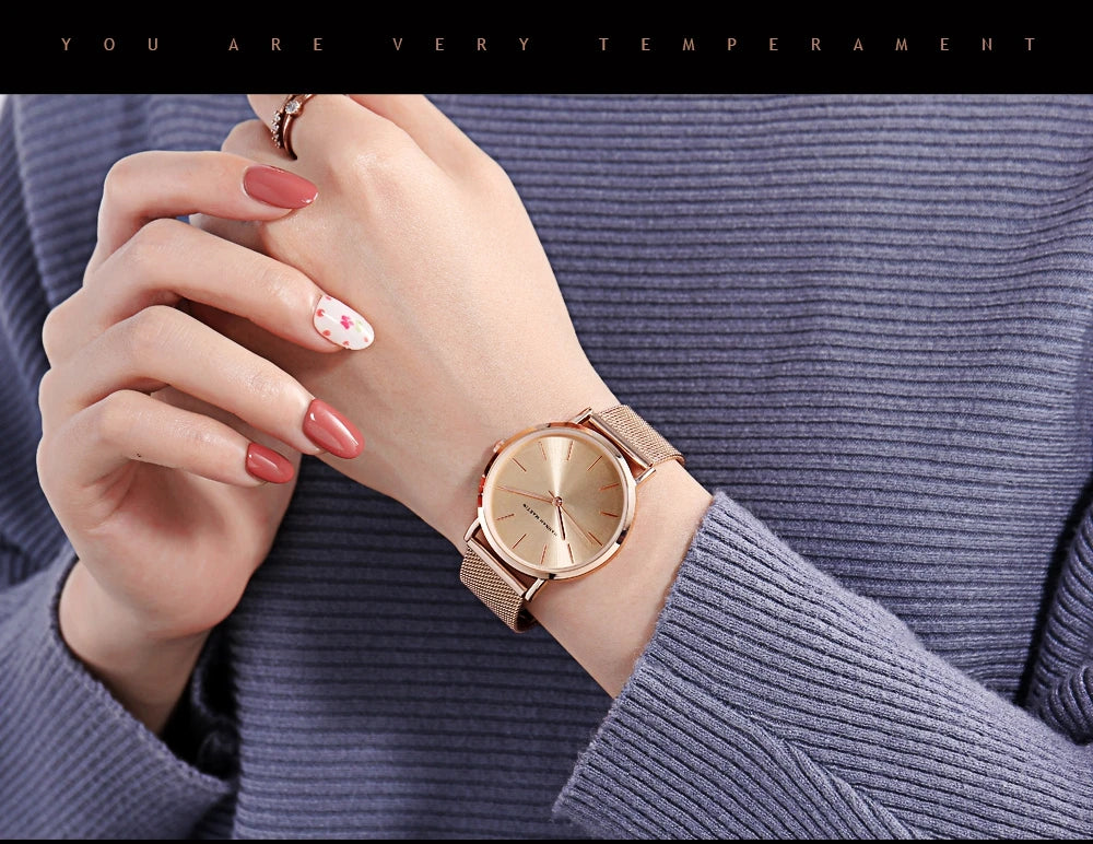 Hannah Martin Top Marke Luxus Uhren Frauen Edelstahl Mesh Gürtel Uhr Japan Quarzwerk Uhr Damen Armbanduhr