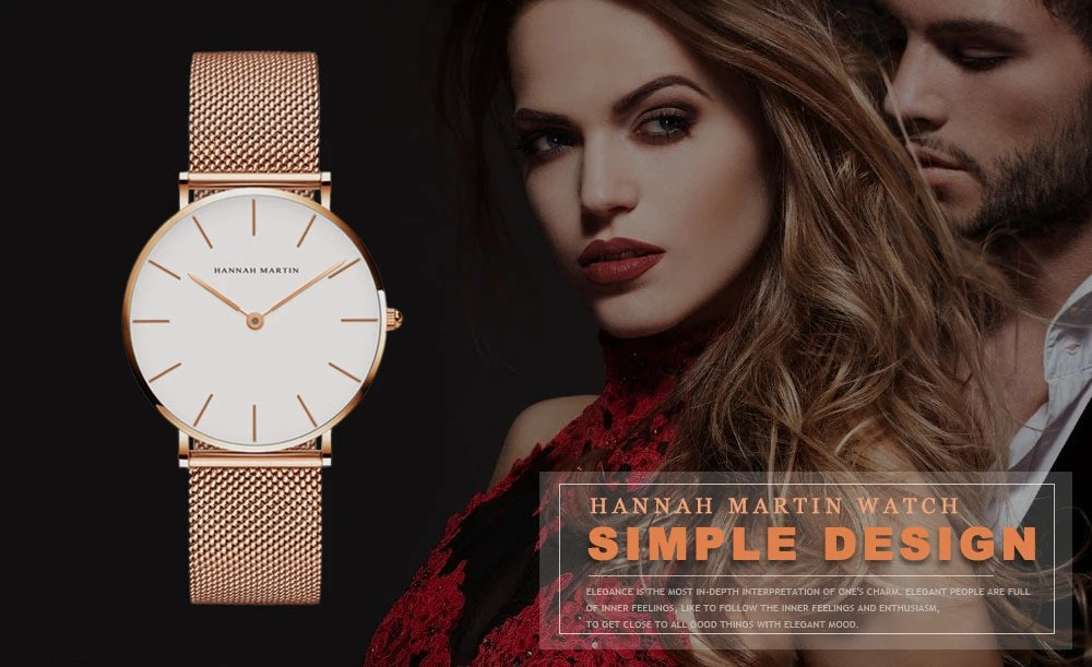 Hannah Martin Top Marke Luxus Uhren Frauen Edelstahl Mesh Gürtel Uhr Japan Quarzwerk Uhr Damen Armbanduhr