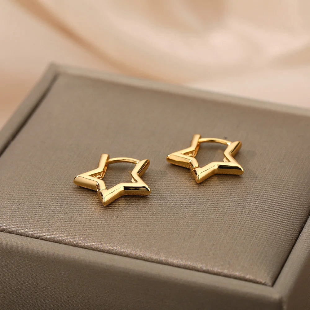 Luxus Stern Pendientes Ohrringe Für Frauen Mädchen Edelstahl Minimalistischen Hoop Piercing 2025, Neu Im y2k Schmuck aretes de mujer