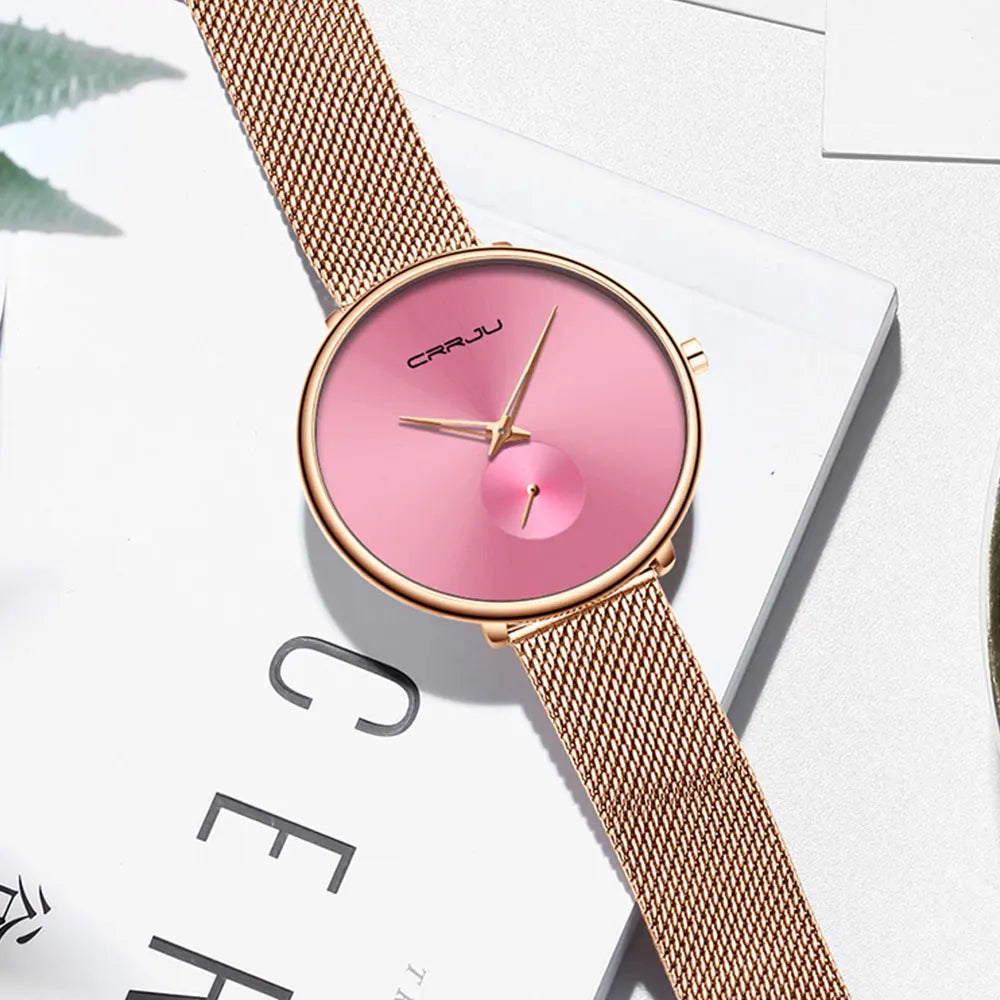 CRRJU frauen Uhren 2021 Luxus Damen Uhr Mode Minimalistischen Wasserdicht Schlanke Band Uhren für Frauen Geschenk Reloj Mujer