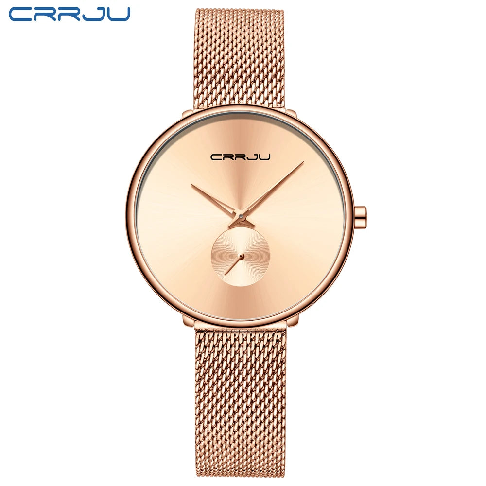 CRRJU frauen Uhren 2021 Luxus Damen Uhr Mode Minimalistischen Wasserdicht Schlanke Band Uhren für Frauen Geschenk Reloj Mujer