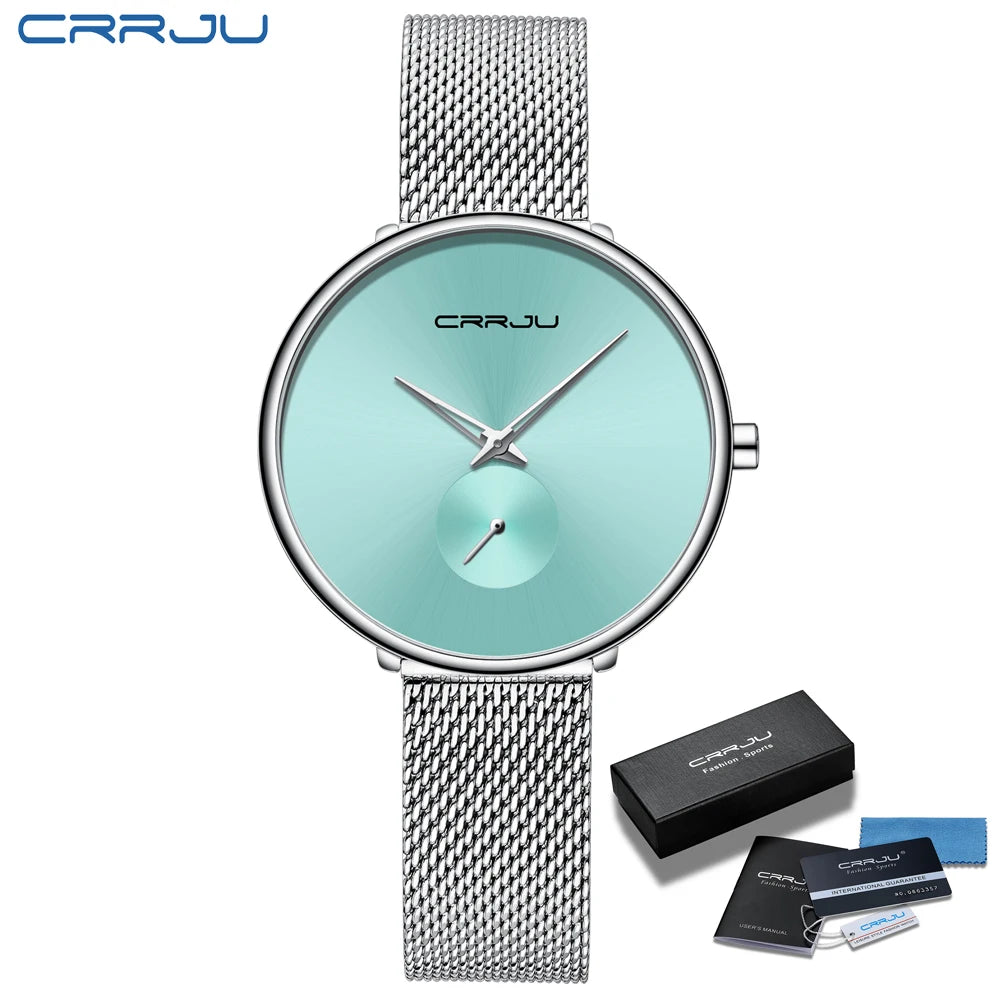 CRRJU frauen Uhren 2021 Luxus Damen Uhr Mode Minimalistischen Wasserdicht Schlanke Band Uhren für Frauen Geschenk Reloj Mujer