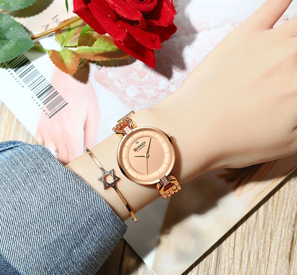 Frauen Uhr CURREN Luxus Marke Mode Casual Damen Quarz Armbanduhr Rose Gold Edelstahl Mesh Kleid Uhr Für Mädchen