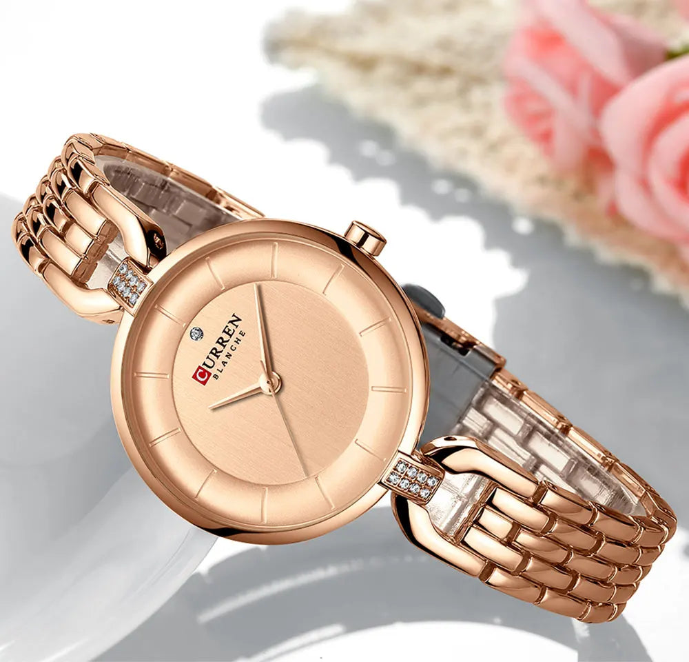 Frauen Uhr CURREN Luxus Marke Mode Casual Damen Quarz Armbanduhr Rose Gold Edelstahl Mesh Kleid Uhr Für Mädchen