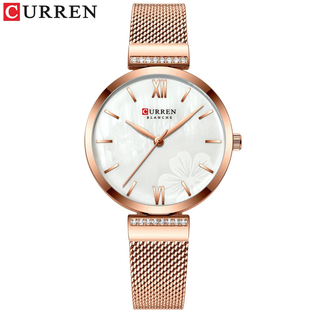 Goldene Armbanduhr Mesh Damen Uhren Luxus Marke CURREN Elegante Einfache Quarzuhr frauen Armband Uhr Weibliche Reloj mujer