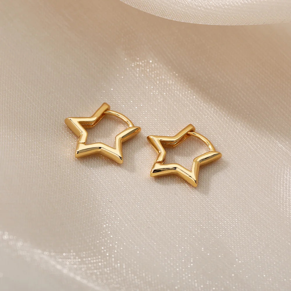 Luxus Stern Pendientes Ohrringe Für Frauen Mädchen Edelstahl Minimalistischen Hoop Piercing 2025, Neu Im y2k Schmuck aretes de mujer