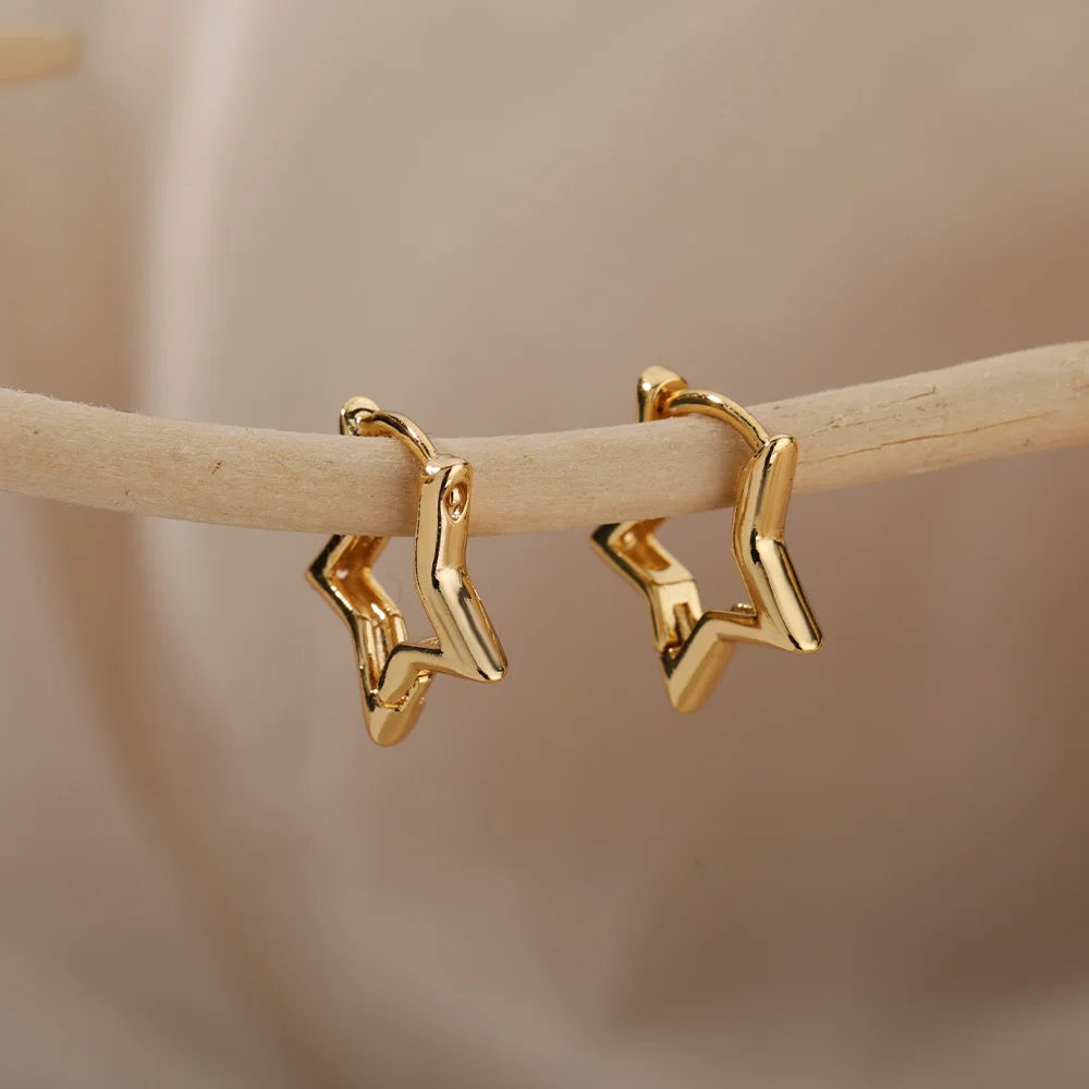 Luxus Stern Pendientes Ohrringe Für Frauen Mädchen Edelstahl Minimalistischen Hoop Piercing 2025, Neu Im y2k Schmuck aretes de mujer