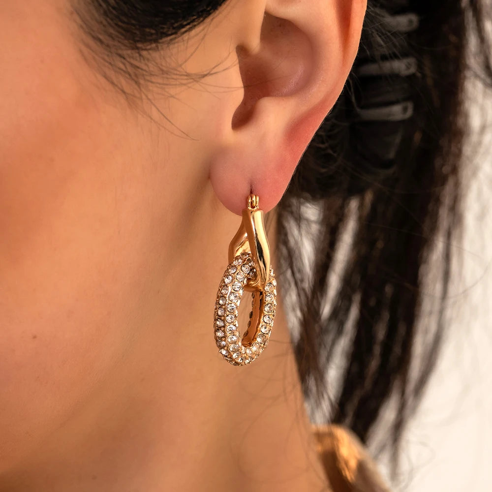 Mode CZ Zirkon Runde Huggie Creolen für Frauen Geometrische U Form Ohr Schnalle Hoops Vergoldet Edelstahl Schmuck