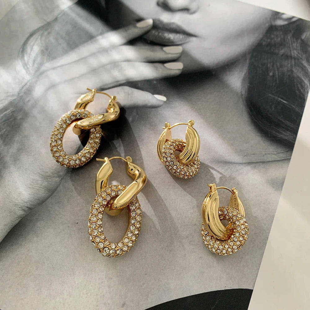 Mode CZ Zirkon Runde Huggie Creolen für Frauen Geometrische U Form Ohr Schnalle Hoops Vergoldet Edelstahl Schmuck