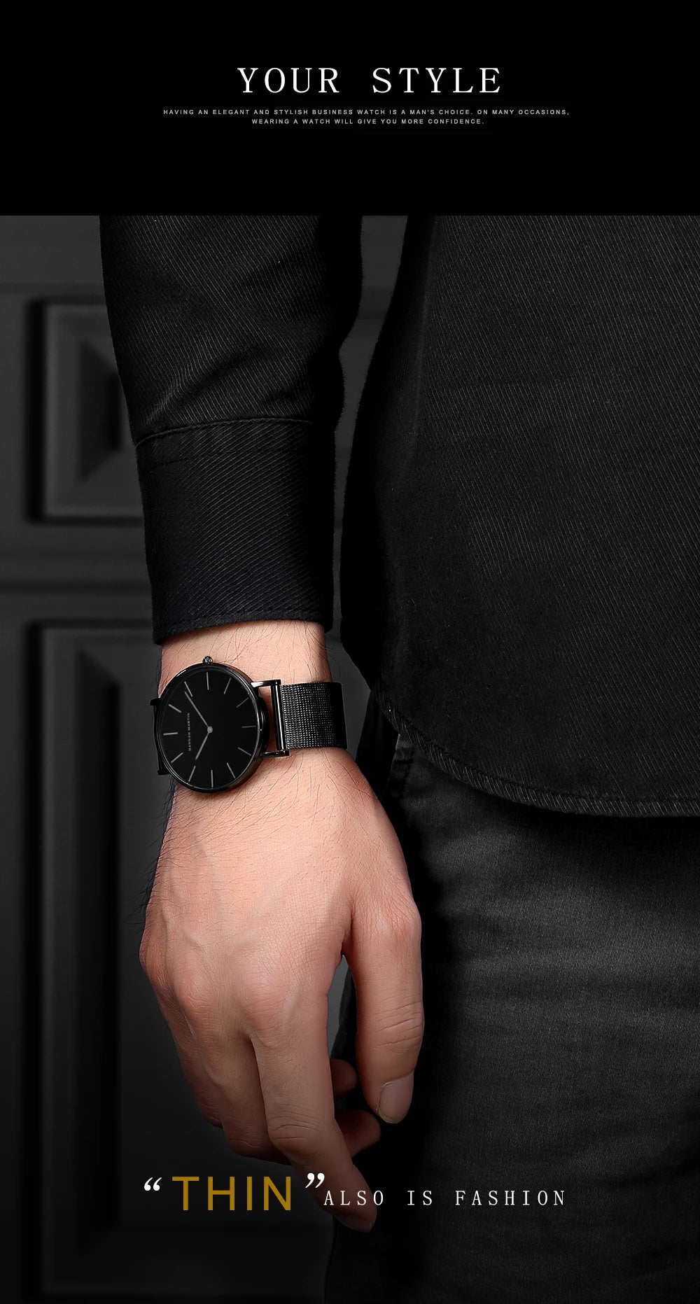 Hannah Martin Ultra Dünne Quarz Männer Uhr Edelstahl Mesh Uhren Männer Einfache Mode Business Japan Armbanduhr Uhr Männlich