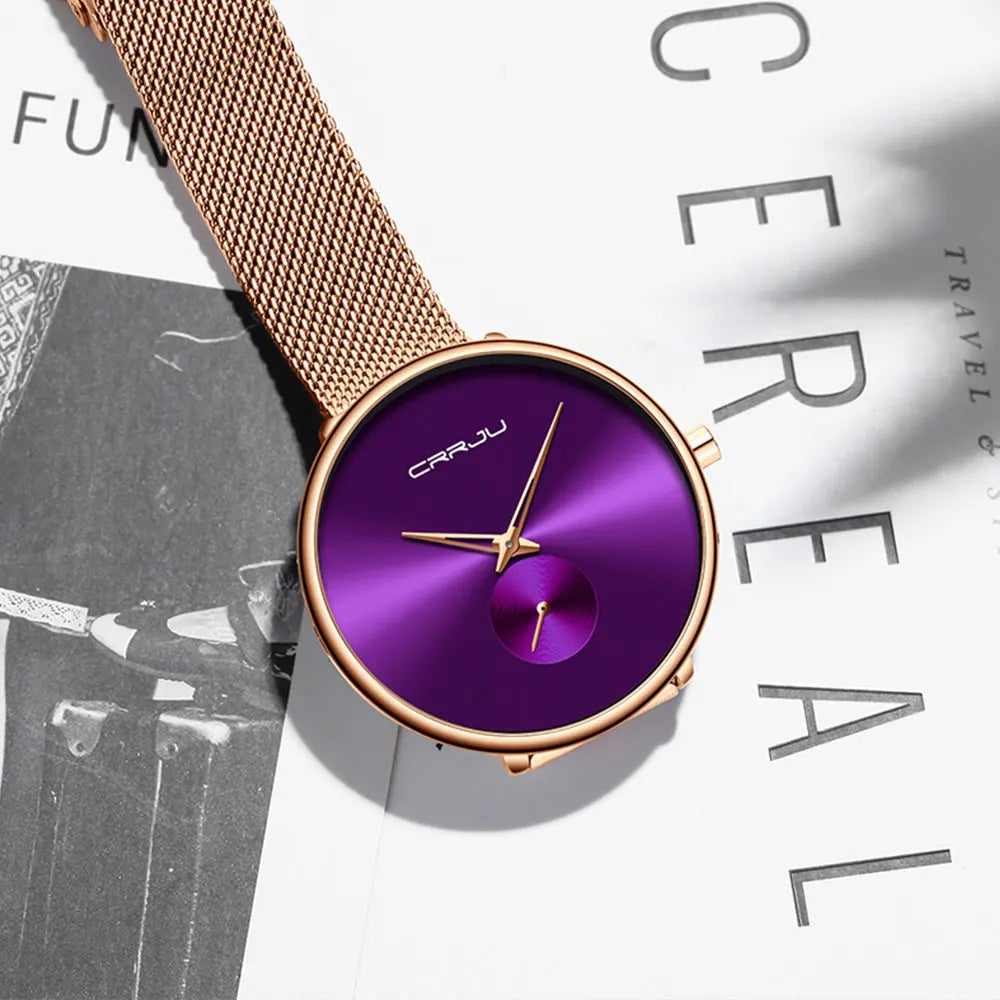 CRRJU frauen Uhren 2021 Luxus Damen Uhr Mode Minimalistischen Wasserdicht Schlanke Band Uhren für Frauen Geschenk Reloj Mujer