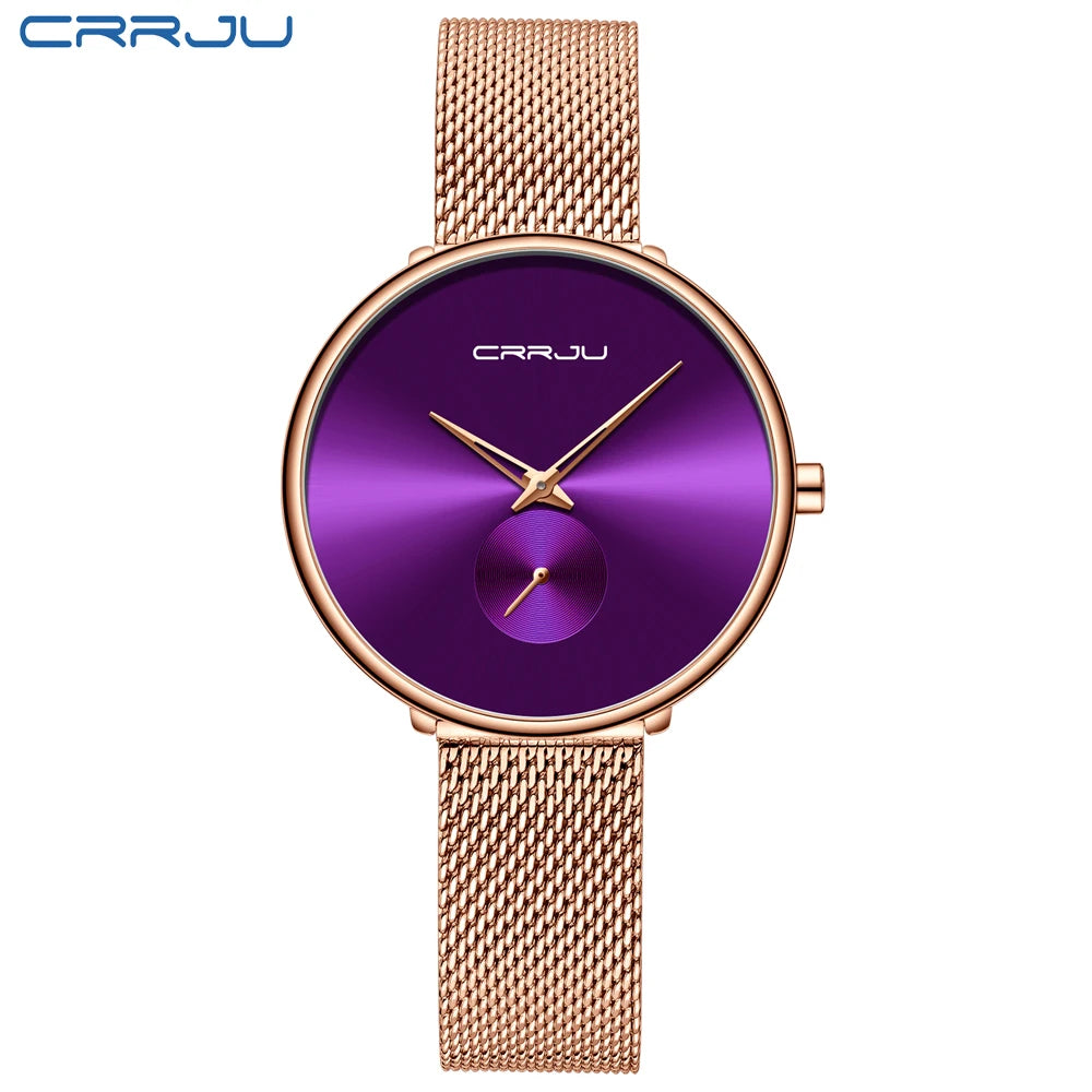 CRRJU frauen Uhren 2021 Luxus Damen Uhr Mode Minimalistischen Wasserdicht Schlanke Band Uhren für Frauen Geschenk Reloj Mujer