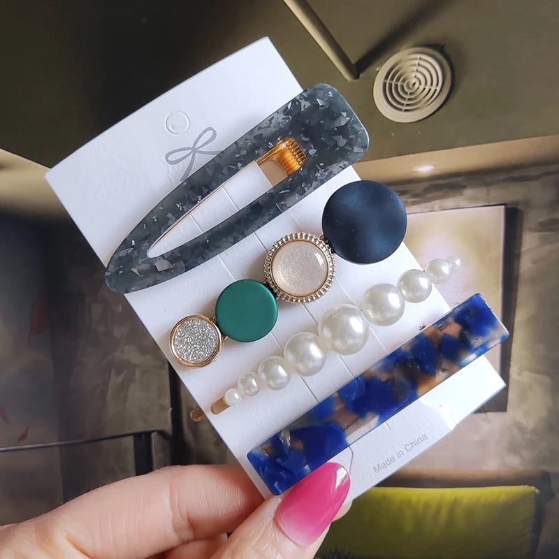 3/4 stücke Set Perle Haar Clip Für Frauen Koreanische Haarnadeln Geometrische Kristall Haar Barrettes Mädchen Hairgrip Haar Zubehör