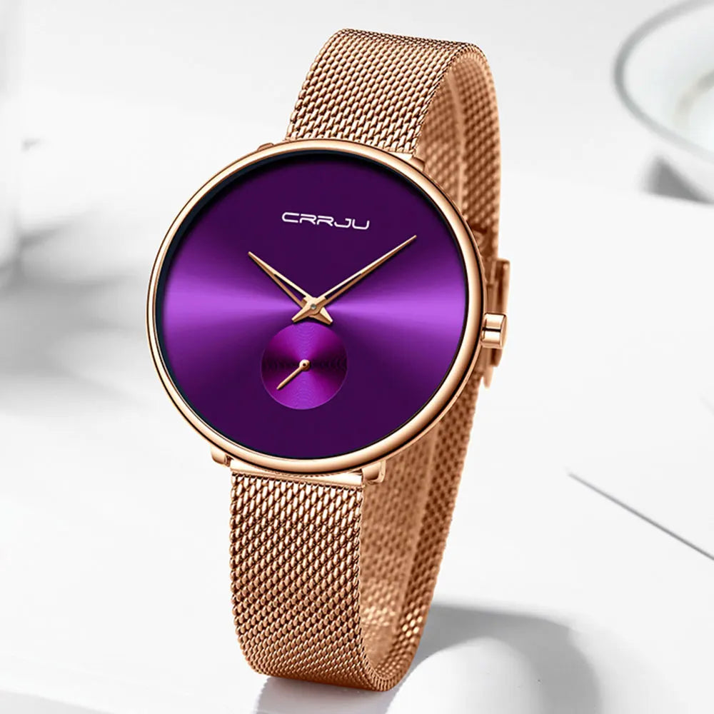 CRRJU frauen Uhren 2021 Luxus Damen Uhr Mode Minimalistischen Wasserdicht Schlanke Band Uhren für Frauen Geschenk Reloj Mujer