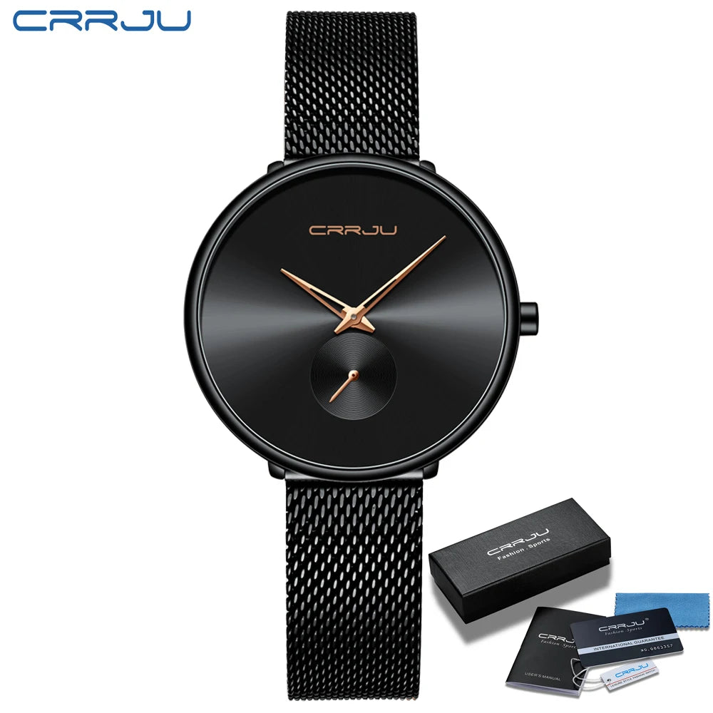 CRRJU frauen Uhren 2021 Luxus Damen Uhr Mode Minimalistischen Wasserdicht Schlanke Band Uhren für Frauen Geschenk Reloj Mujer
